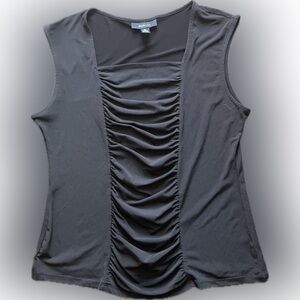 Style & Co. Black Sleeveless Ruched Blouse